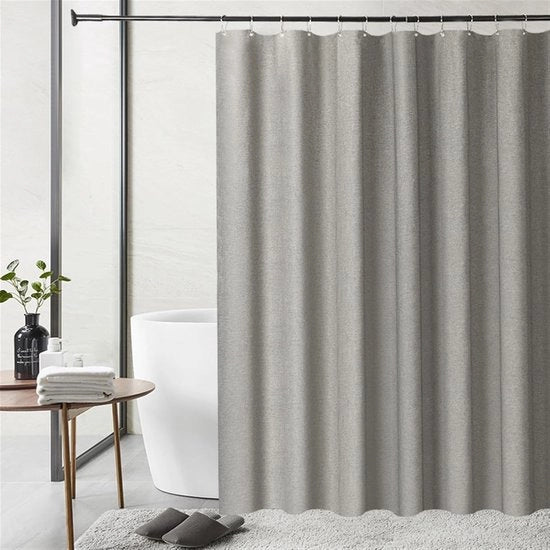 Douchegordijn impermeabile - decorazione moderna per la stanza da bagno - 1 pezzo - grigio - lino - 128 x 180 cm