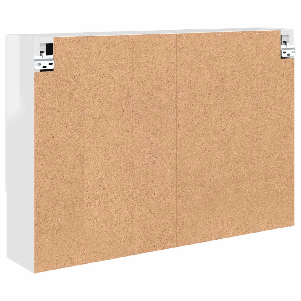 Mobiletto per specchio con porta Bianco Lucido 80 x 17 x 55 cm 883358