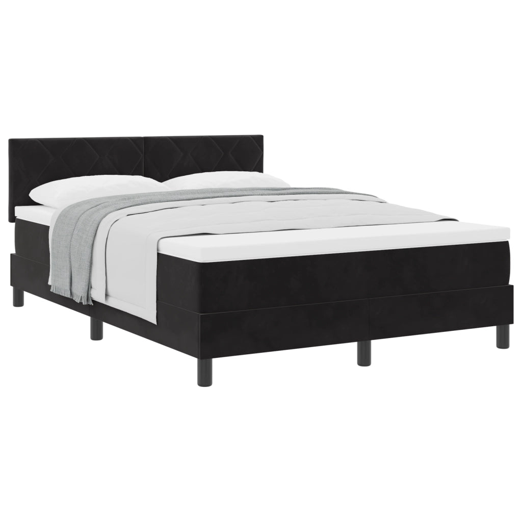 Letto con Box Spring e Materasso Nero, 140x190 cm in Velluto