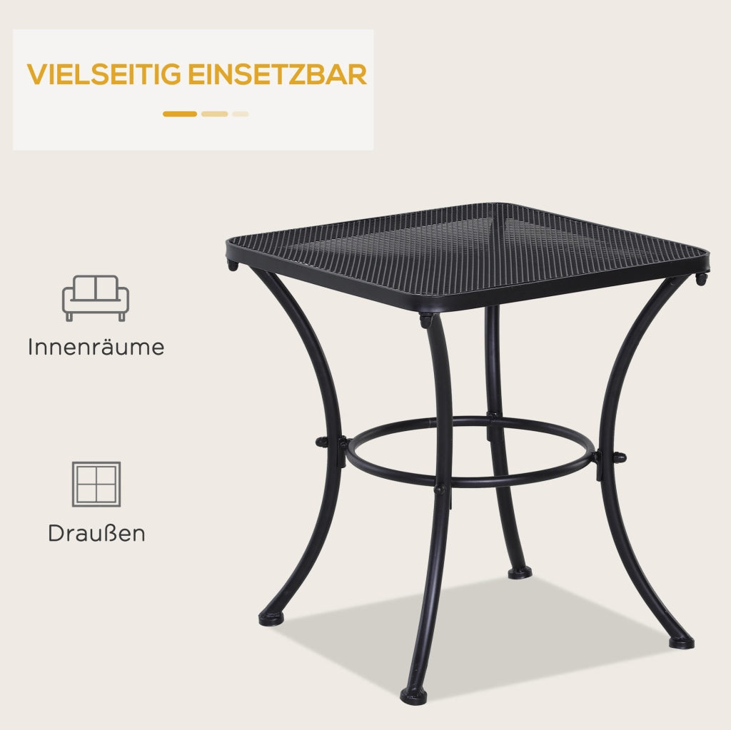 Tavolino da giardino nero in metallo 45x45x50 cm per balcone e terrazza