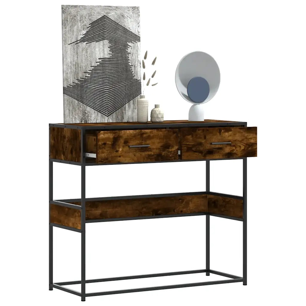 Tavolino Consolle Rovere Fumo 90x35x80 cm in Legno Multistrato 849176