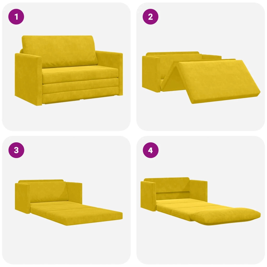 Divano letto Giallo girasole 124 x 71 x 78 cm Velluto 4106707