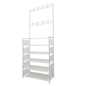 Appendiabiti Da Ingresso Con Scarpiera 16 Grucce 5 Ripiano Nyana Home Bianco