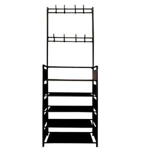 Appendiabiti Da Ingresso Con Scarpiera 16 Grucce 5 Ripiano Nyana Home Nero