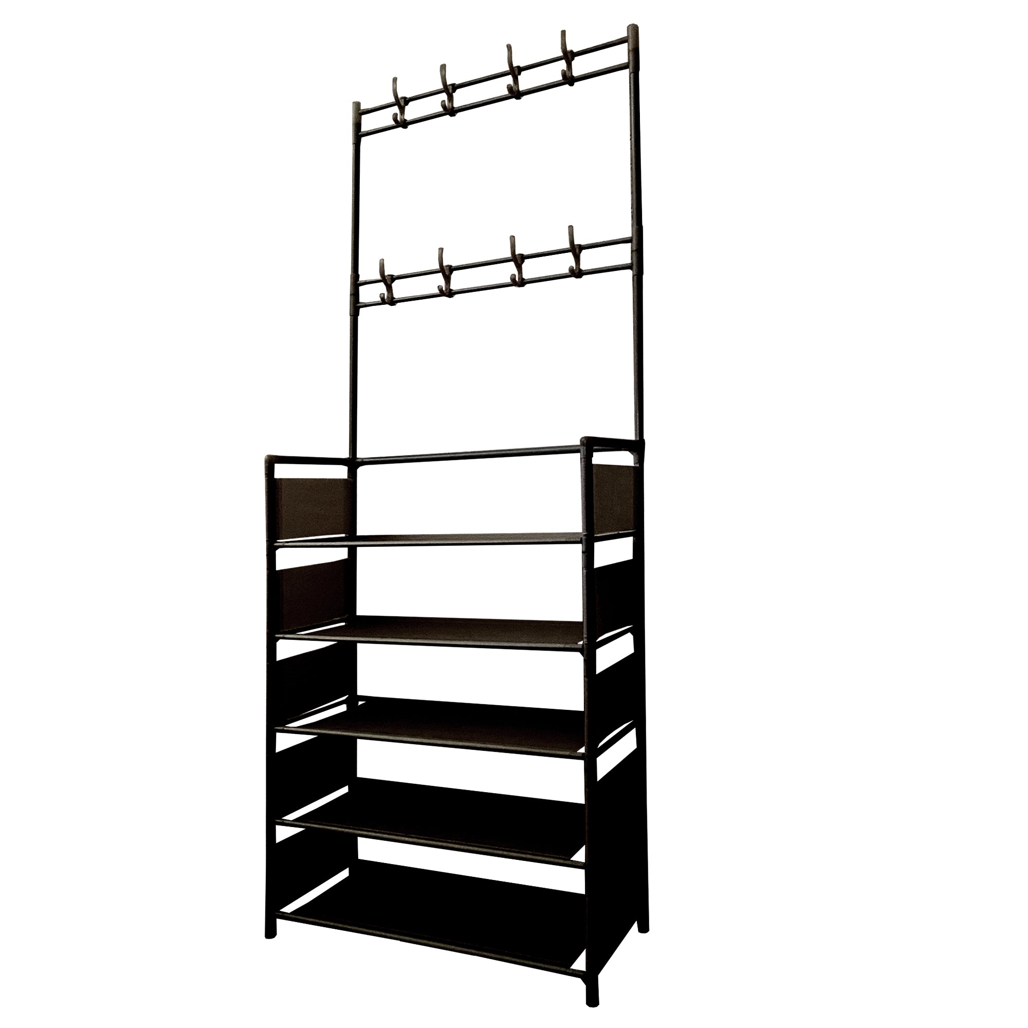 Appendiabiti Da Ingresso Con Scarpiera 16 Grucce 5 Ripiano Nyana Home Nero