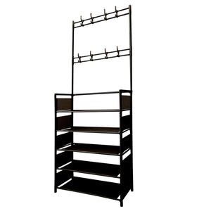 Appendiabiti Da Ingresso Con Scarpiera 16 Grucce 5 Ripiano Nyana Home Nero