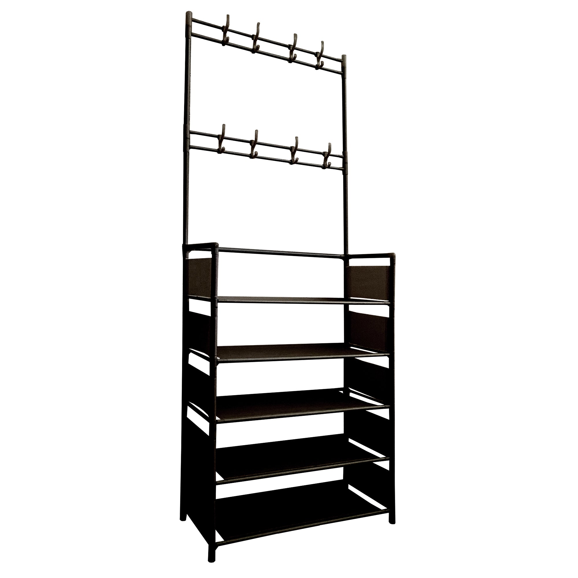 Appendiabiti Da Ingresso Con Scarpiera 16 Grucce 5 Ripiano Nyana Home Nero