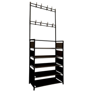 Appendiabiti Da Ingresso Con Scarpiera 16 Grucce 5 Ripiano Nyana Home Nero