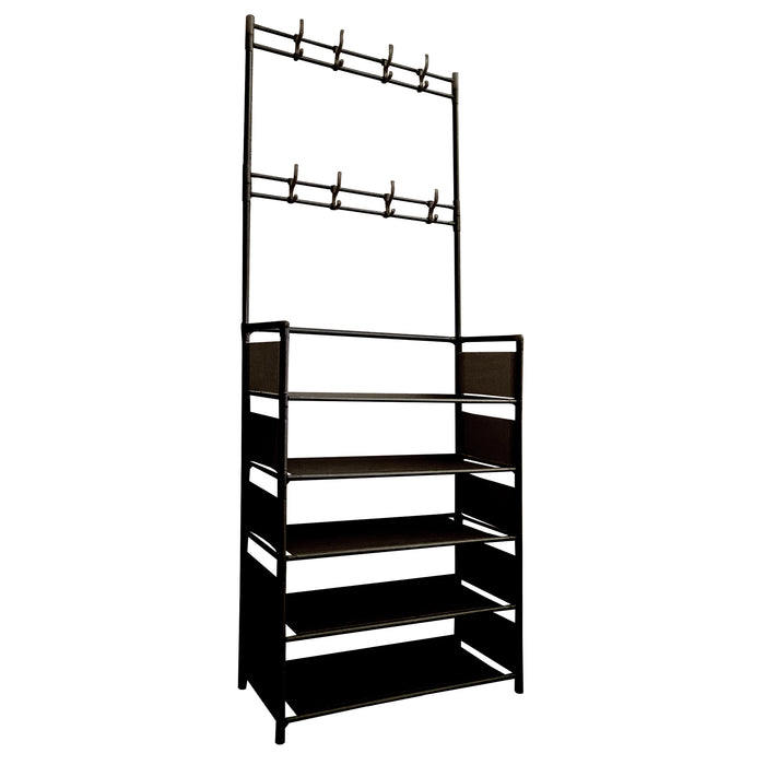 Appendiabiti Da Ingresso Con Scarpiera 16 Grucce 5 Ripiano Nyana Home Nero