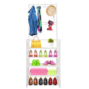 Appendiabiti Da Ingresso Con Scarpiera Plus 16 Grucce 5 Ripiano Nyana Home Bianco