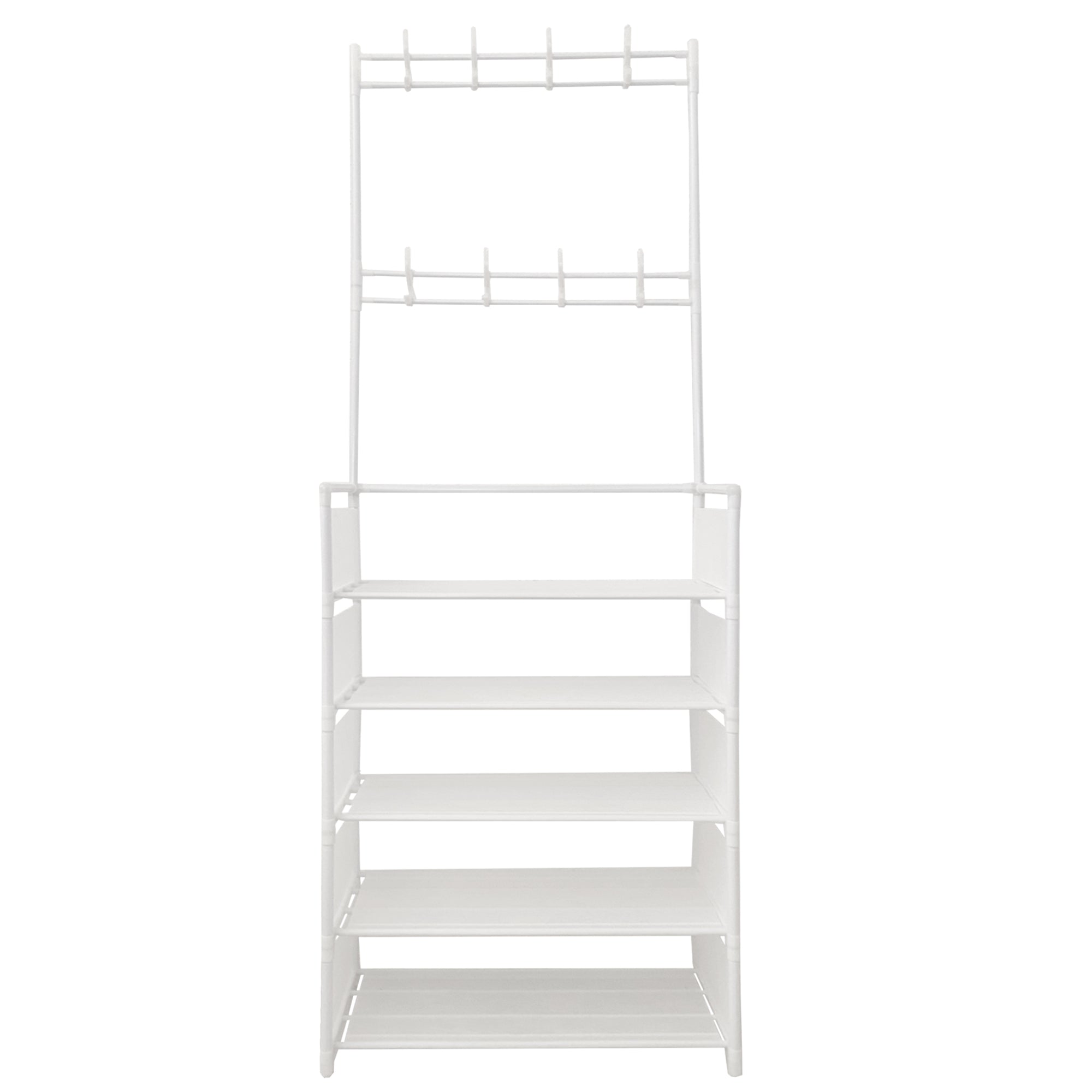 Appendiabiti Da Ingresso Con Scarpiera Plus 16 Grucce 5 Ripiano Nyana Home Bianco