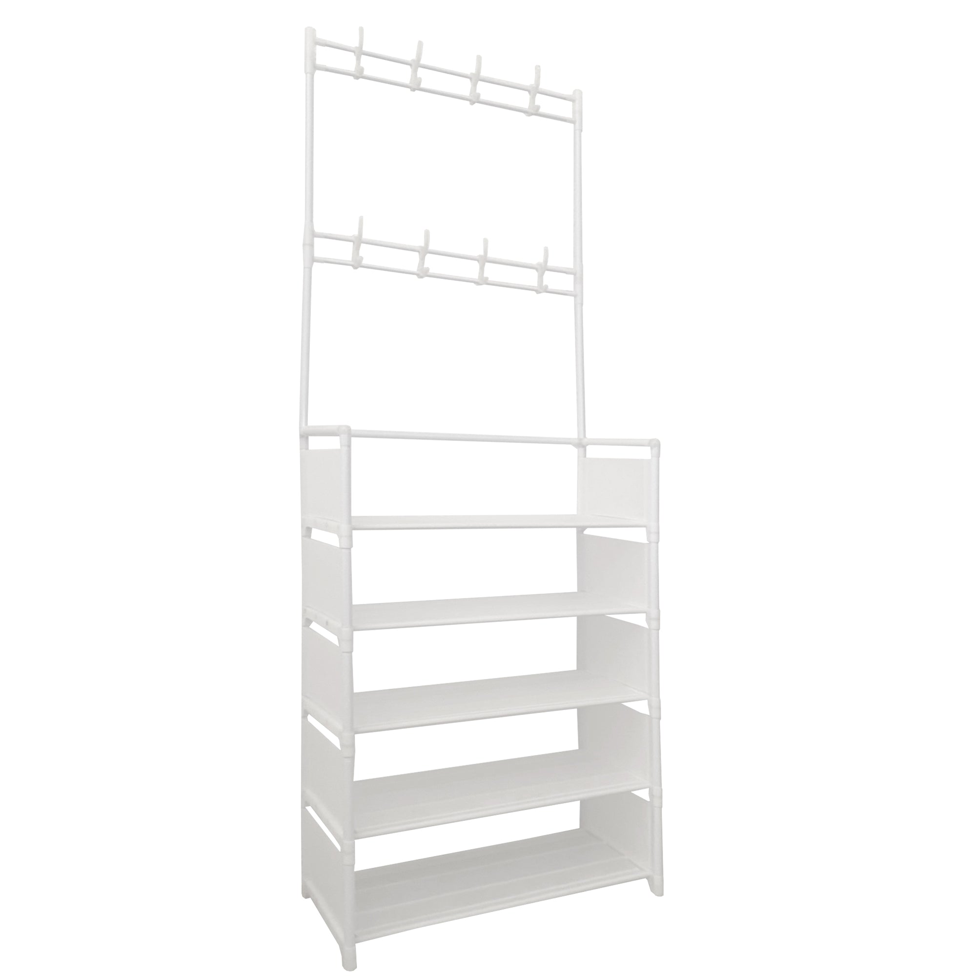 Appendiabiti Da Ingresso Con Scarpiera Plus 16 Grucce 5 Ripiano Nyana Home Bianco