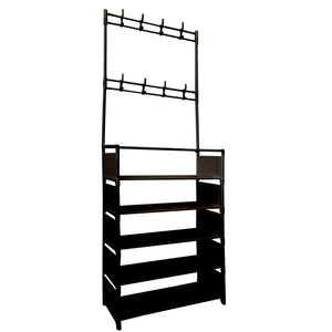 Appendiabiti Da Ingresso Con Scarpiera Plus 16 Grucce 5 Ripiano Nyana Home Nero