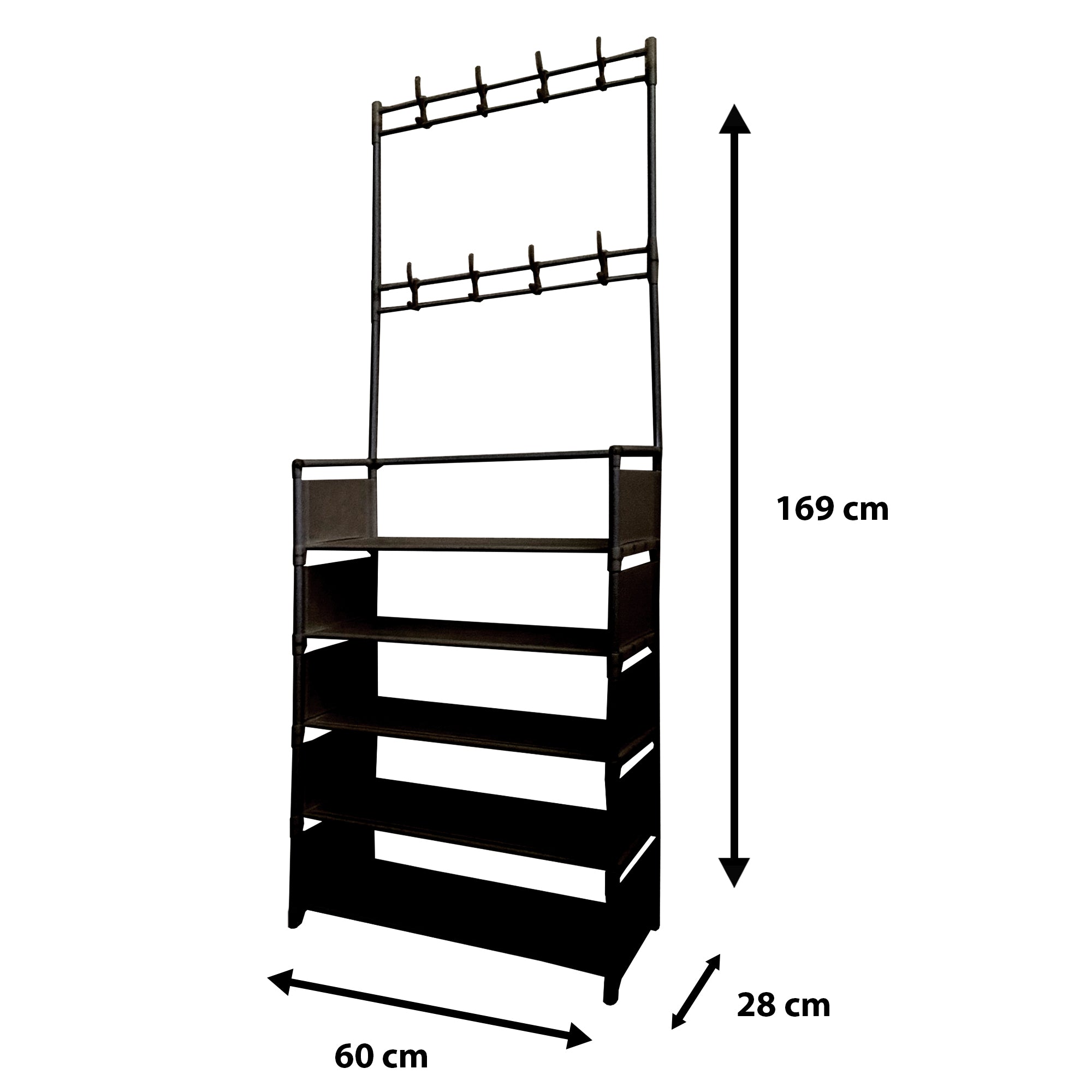Appendiabiti Da Ingresso Con Scarpiera Plus 16 Grucce 5 Ripiano Nyana Home Nero