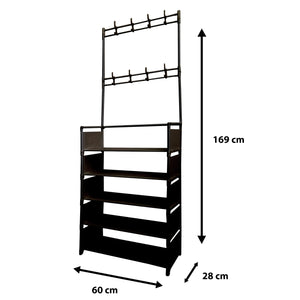 Appendiabiti Da Ingresso Con Scarpiera Plus 16 Grucce 5 Ripiano Nyana Home Nero
