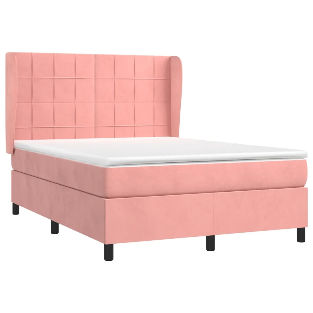 Giroletto a Molle con Materasso Rosa 140x200 cm in Velluto 3129218