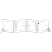 Cancellino per Cani Pieghevole 280x70 cm con 4 Pannelli in Legno e Acciaio Bianco