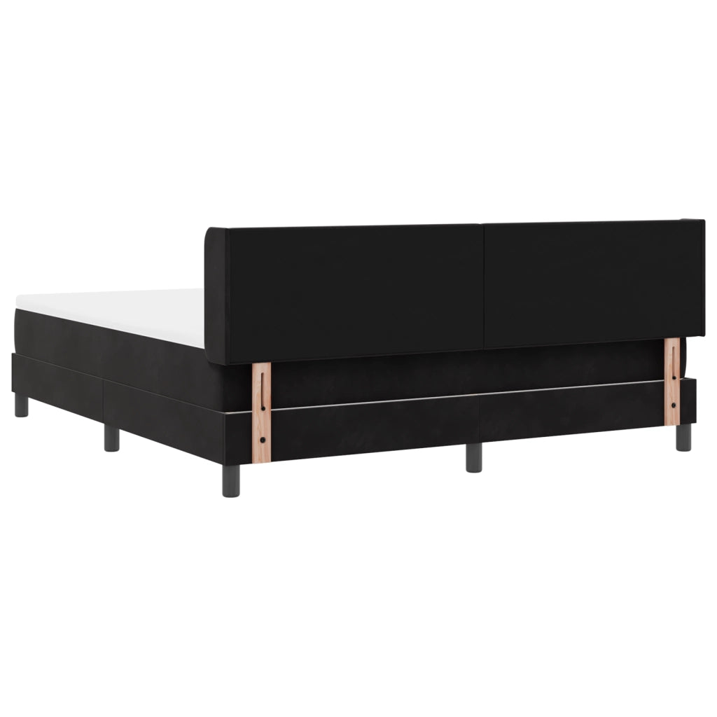 Letto Box Spring con Materasso Nero 180x200 cm in Velluto