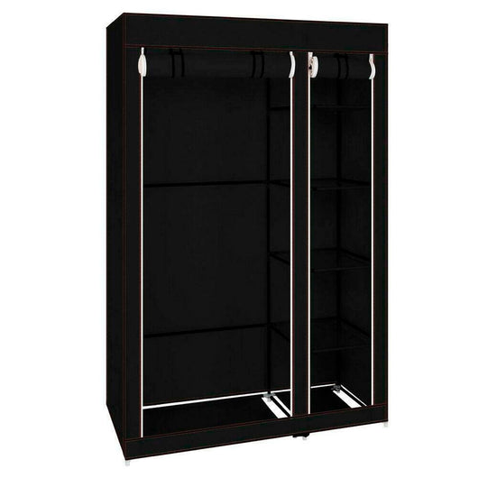 Armadio Spogliatoio In Tessuto Con Ante Con Cerniera Nyana Home Misure 170x110x45cm Colore Nero