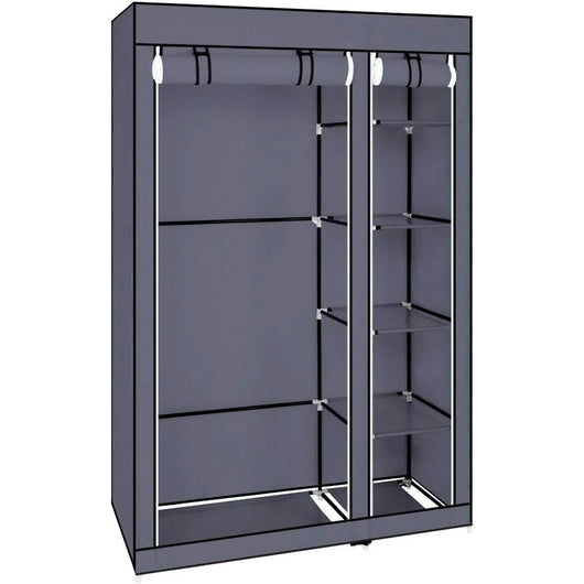 Armadio Vestiario In Tessuto Con Ante Con Cerniera Nyana Home Misure 170x110x45cm Grigio