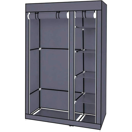 Armadio Vestiario In Tessuto Con Ante Con Cerniera Nyana Home Misure 170x110x45cm Grigio
