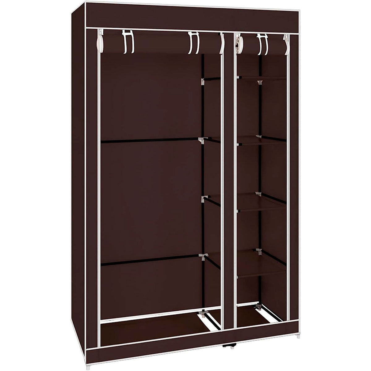 Armadio Vestiario In Tessuto Con Ante Con Cerniera Nyana Home Misure 170x110x45cm Marrone