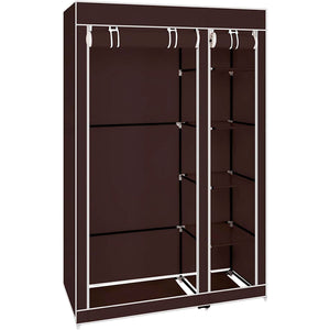 Armadio Vestiario In Tessuto Con Ante Con Cerniera Nyana Home Misure 170x110x45cm Marrone