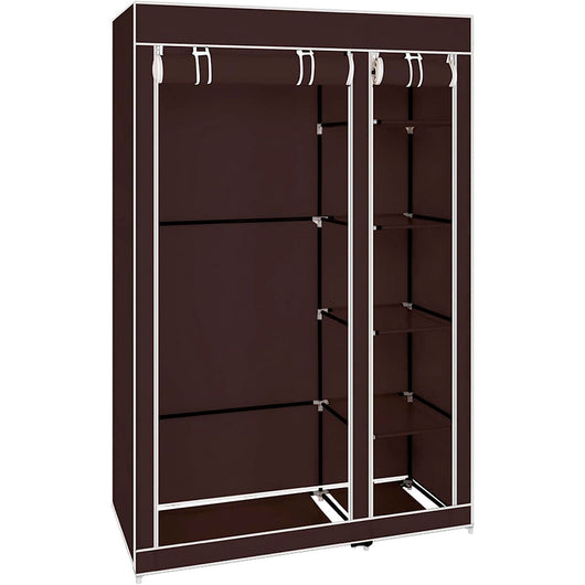 Armadio Vestiario In Tessuto Con Ante Con Cerniera Nyana Home Misure 170x110x45cm Marrone