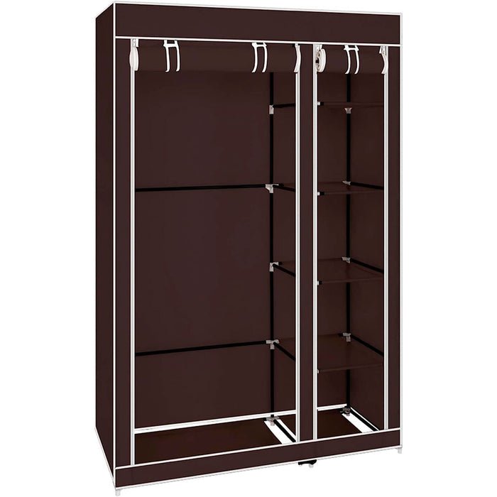 Armadio Vestiario In Tessuto Con Ante Con Cerniera Nyana Home Misure 170x110x45cm Marrone