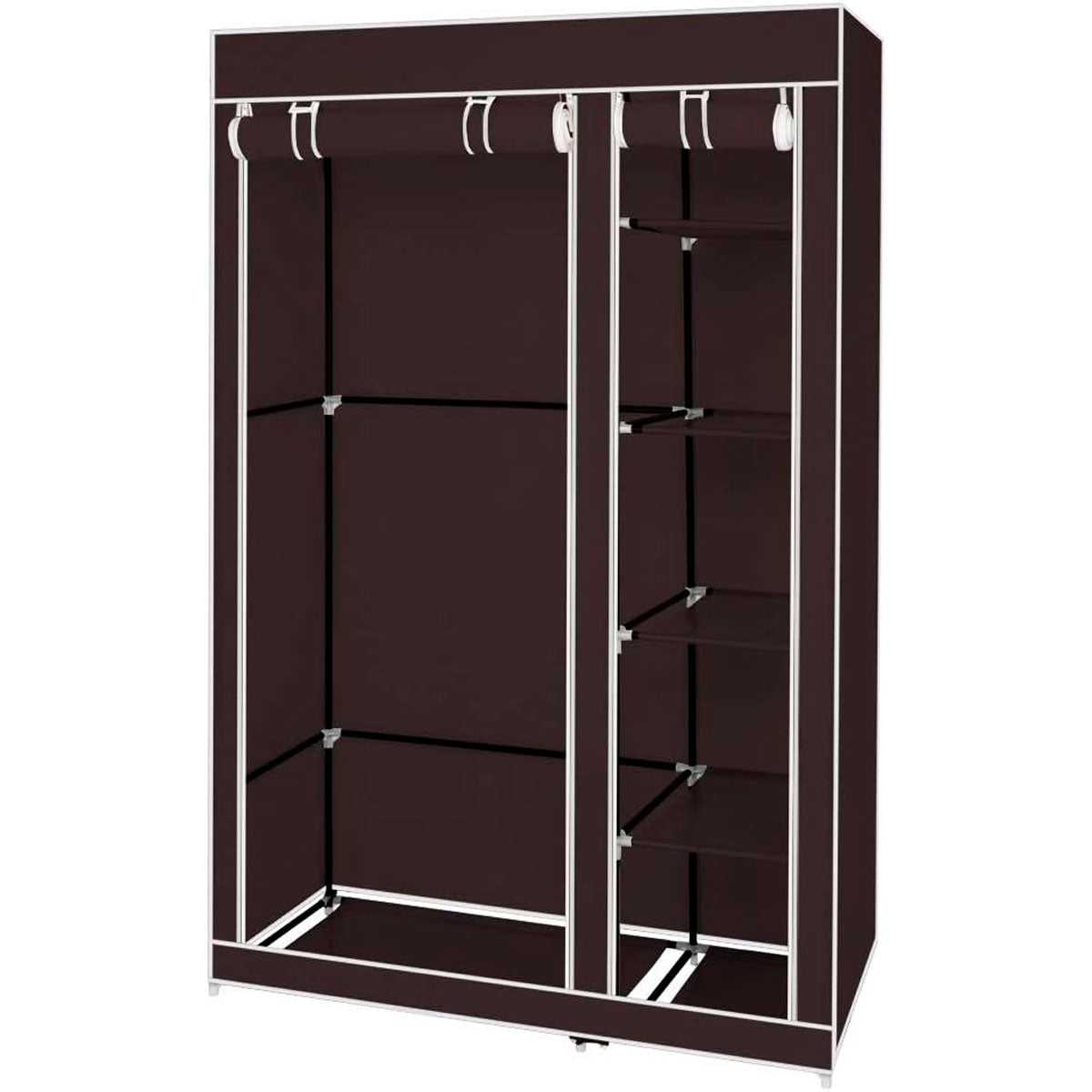 Armadio Vestiario In Tessuto Con Ante Con Cerniera Nyana Home Misure 170x110x45cm Marrone