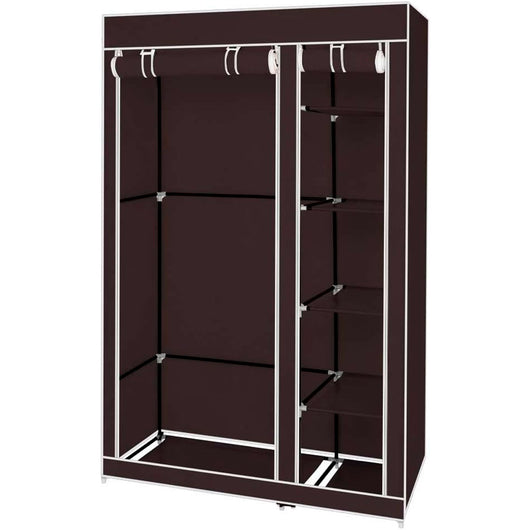 Armadio Vestiario In Tessuto Con Ante Con Cerniera Nyana Home Misure 170x110x45cm Marrone