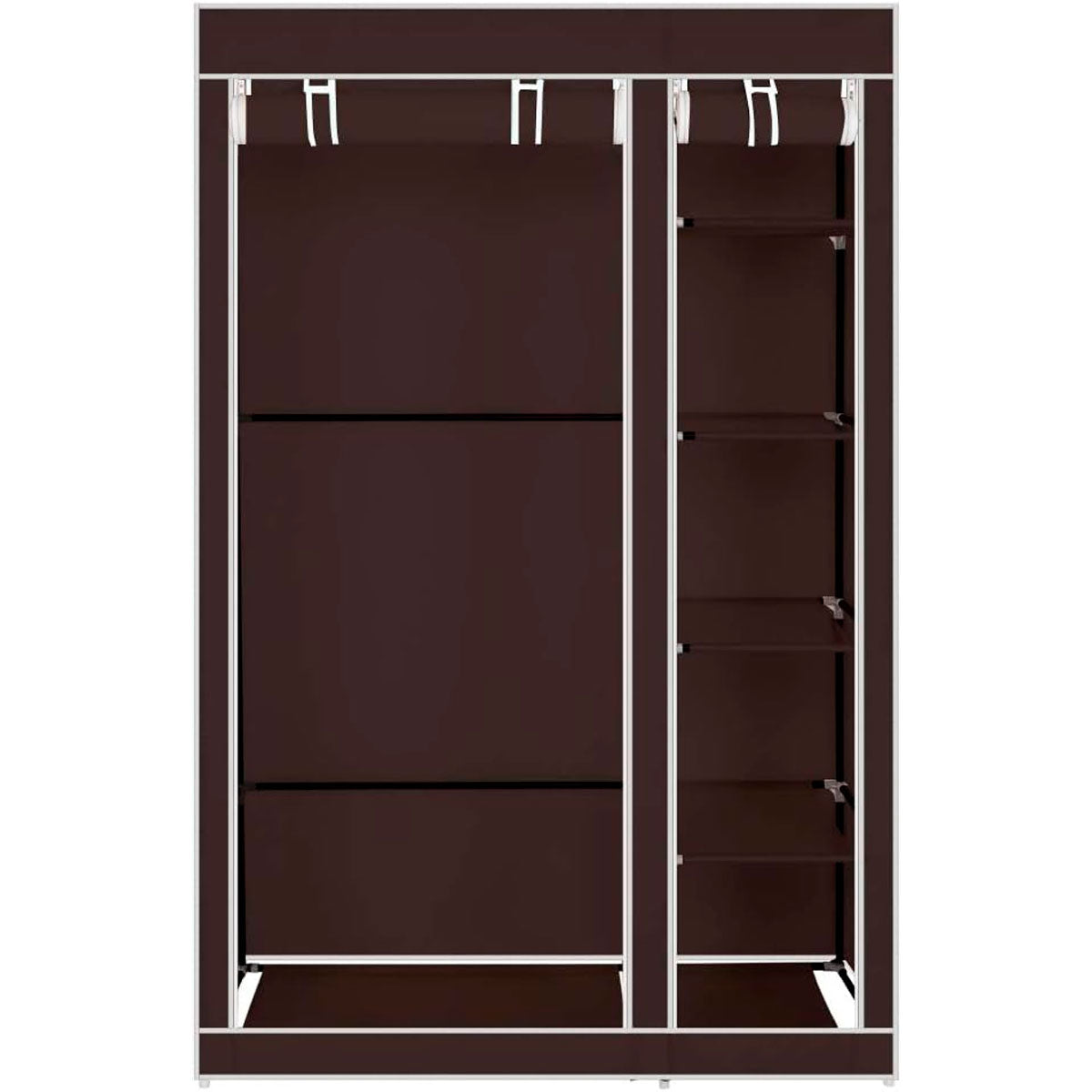 Armadio Vestiario In Tessuto Con Ante Con Cerniera Nyana Home Misure 170x110x45cm Marrone