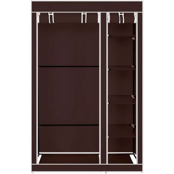 Armadio Vestiario In Tessuto Con Ante Con Cerniera Nyana Home Misure 170x110x45cm Marrone