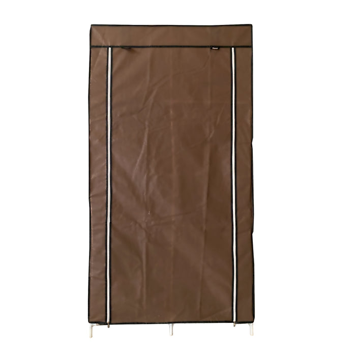 Armadio Vestiario In Tessuto Con Ante Con Cerniera E Tasche Laterali Nyana Home Misure 165x88x45cm Marrone