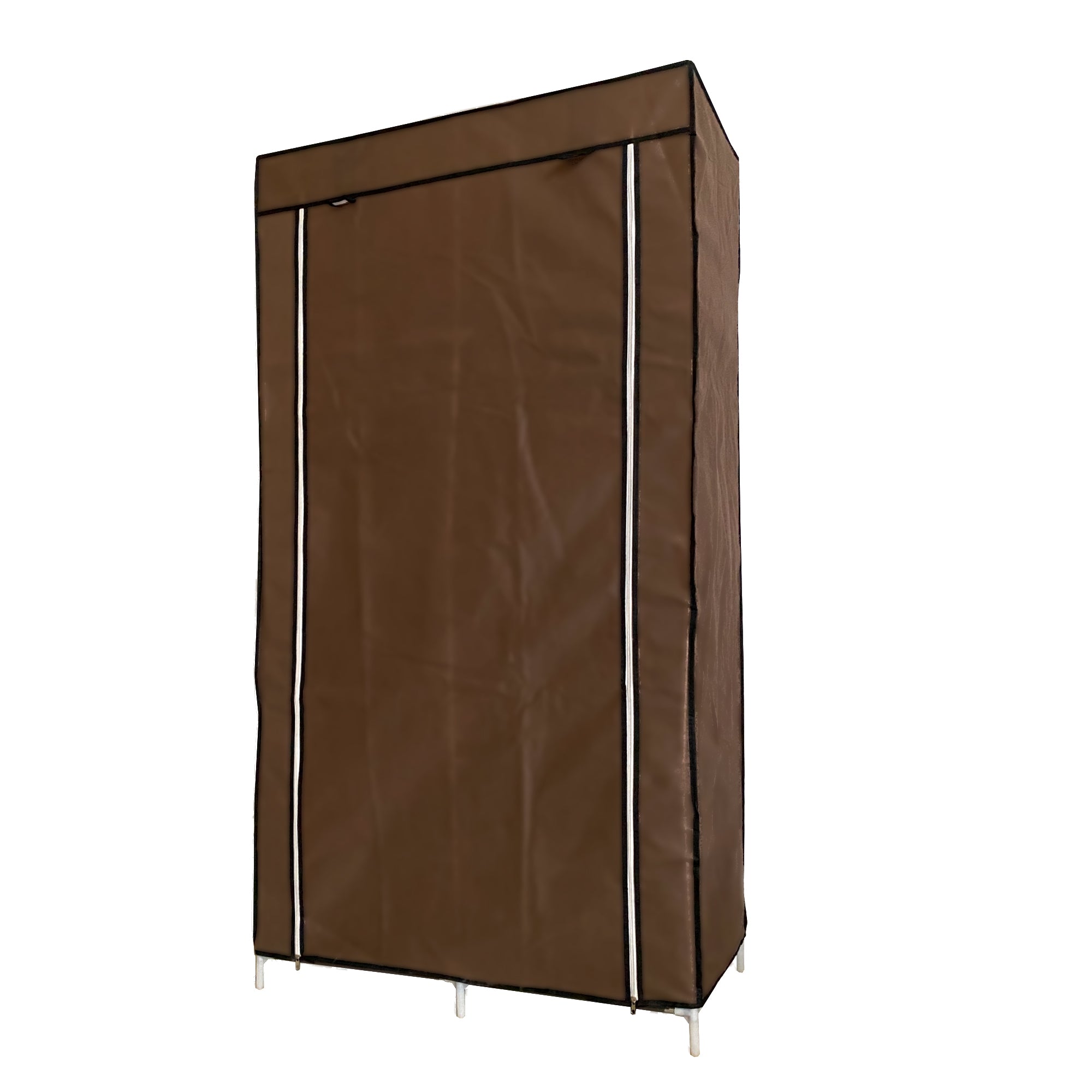Armadio Vestiario In Tessuto Con Ante Con Cerniera E Tasche Laterali Nyana Home Misure 165x88x45cm Marrone
