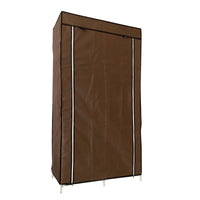 Armadio Vestiario In Tessuto Con Ante Con Cerniera E Tasche Laterali Nyana Home Misure 165x88x45cm Marrone