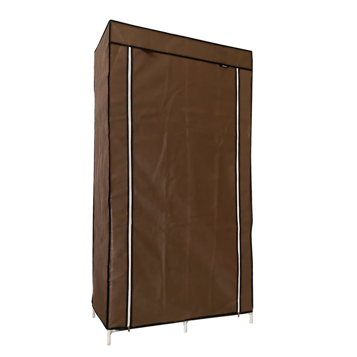 Armadio Vestiario In Tessuto Con Ante Con Cerniera E Tasche Laterali Nyana Home Misure 165x88x45cm Marrone