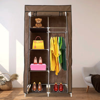 Armadio Vestiario In Tessuto Con Ante Con Cerniera E Tasche Laterali Nyana Home Misure 165x88x45cm Marrone