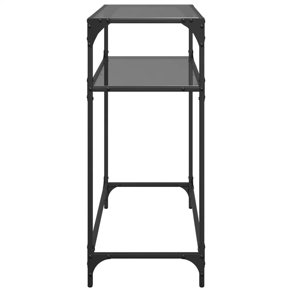 Tavolino Consolle con Piano in Vetro Nero 80x35x81cm in Acciaio 846025