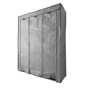 Armadio Vestiario In Tessuto Con Ante Con Cerniera Nyana Home Misure 170x130x45cm Grigio