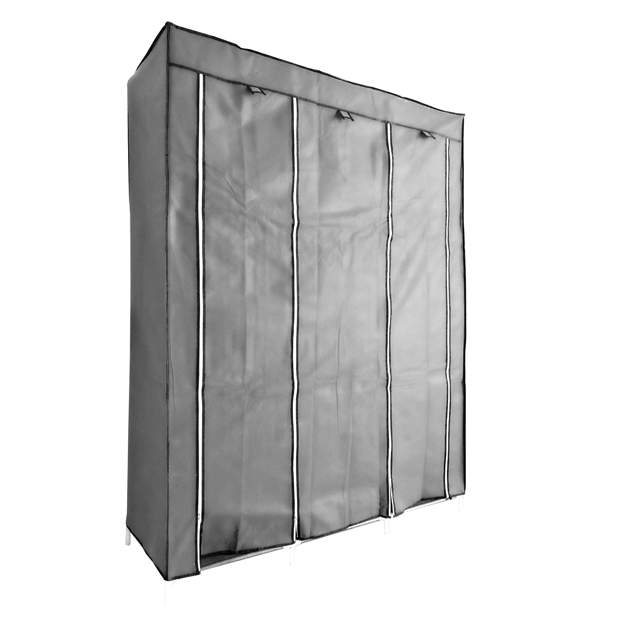 Armadio Vestiario In Tessuto Con Ante Con Cerniera Nyana Home Misure 170x130x45cm Grigio