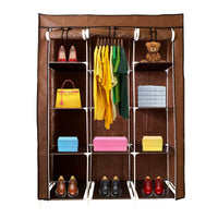 Armadio Vestiario In Tessuto Con Ante Con Cerniera Nyana Home Misure 170x130x45cm Marrone