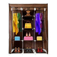 Armadio Vestiario In Tessuto Con Ante Con Cerniera E Tasche Laterali Nyana Home Misure 170x127x45cm Marrone