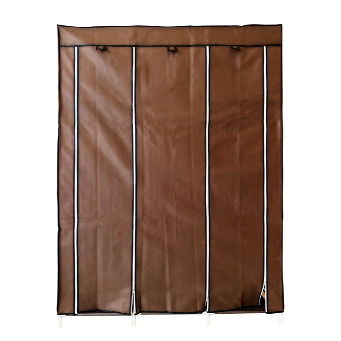 Armadio Vestiario In Tessuto Con Ante Con Cerniera E Tasche Laterali Nyana Home Misure 170x127x45cm Marrone