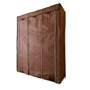 Armadio Vestiario In Tessuto Con Ante Con Cerniera E Tasche Laterali Nyana Home Misure 170x127x45cm Marrone