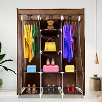 Armadio Vestiario In Tessuto Con Ante Con Cerniera E Tasche Laterali Nyana Home Misure 170x127x45cm Marrone