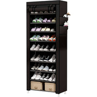 Scarpiera in Tessuto per Scarpe con Anta con Cerniera e Tasche Laterali 160x88x30cm, 27 paia. Nero