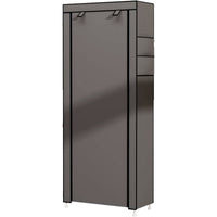 Scarpiera in Tessuto per Scarpe con Anta con Cerniera e Tasche Laterali 160x88x30cm, 27 paia. Grigio