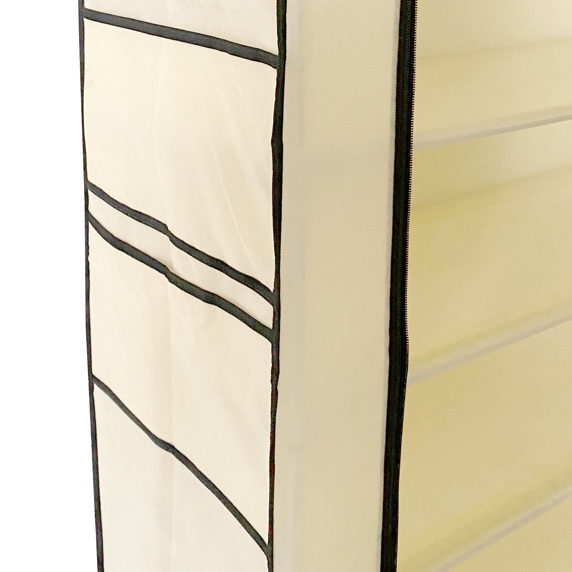 Scarpiera in Tessuto per Scarpe con Anta con Cerniera e Tasche Laterali 160x88x30cm, 27 paia. Beige