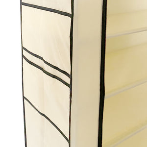 Scarpiera in Tessuto per Scarpe con Anta con Cerniera e Tasche Laterali 160x88x30cm, 27 paia. Beige